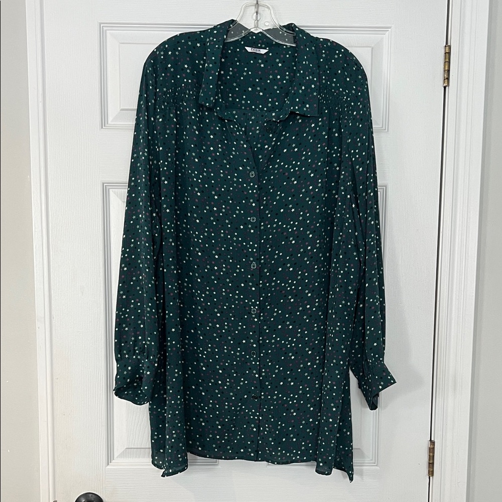Penningtons Teal Star Pattern Top